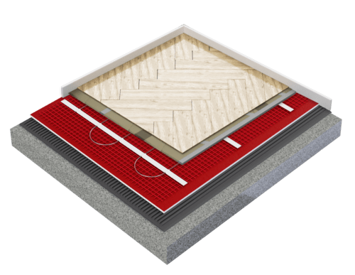 plancher chauffant électrique sous parquet collé